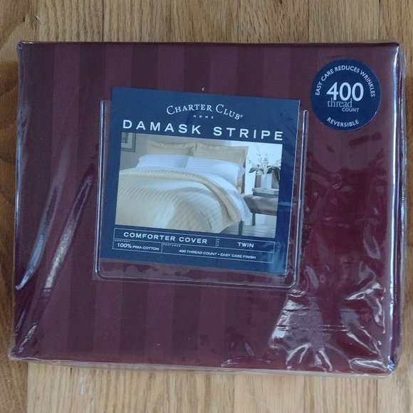 Charter Club Damask Stripe Comforter Cover Twin - Picture 1 of 2